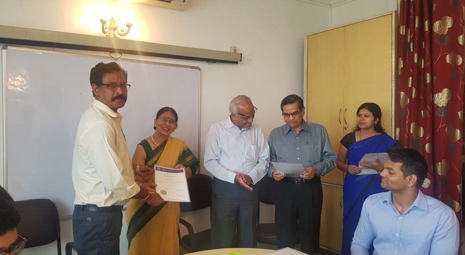 Sh. Tapas Chakrabarty from Kolkata Port Trust  recieving his certificate after attending the RSFTM Program of CILT from 30 Apr - 04 May 2018