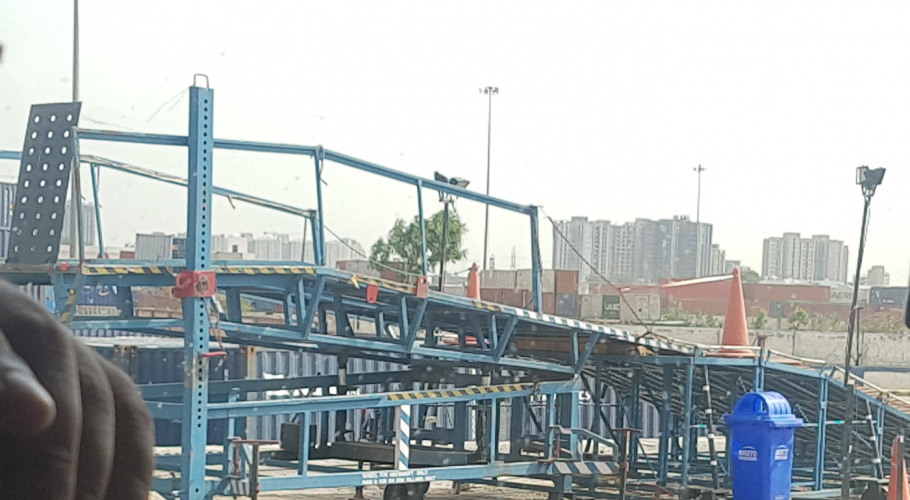 Car Loading Ramp being used for loading of Cars for transportation through Rail at ICD - Garhi Harsaru  during the field visit of RSFTM participants on 03 May 2018